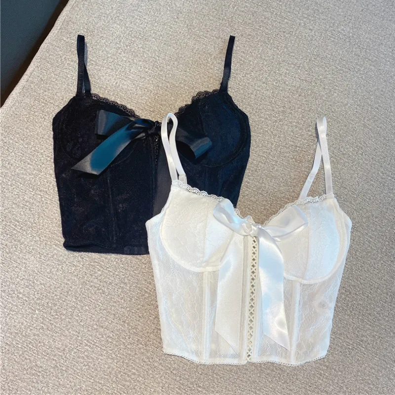 Кружевной бюстгальтер для женщин новый темпераментный Атласный топ с бантом