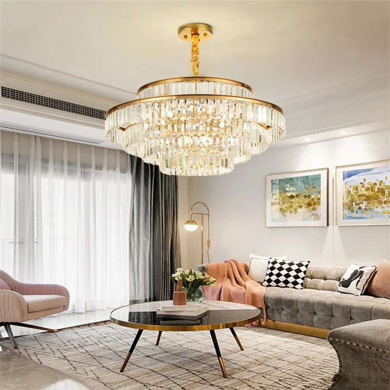 Хрустальная люстра из нержавеющей стали для гостиной современный светильник в