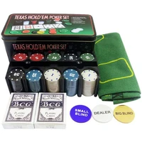 200pcs poker chips 21 point set with iron box tablecloth code and poker chess entertainment casual game casino essentials
