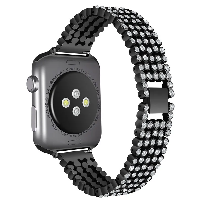 Браслет из нержавеющей стали для Apple Watch Band 42 мм 38 браслет со стразами iWatch Series 3 2 1