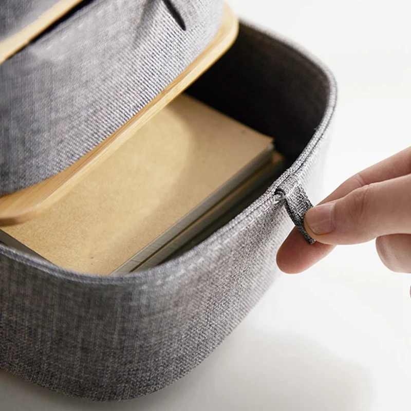 

Storage Box Cosmetic Organizer Bamboo Cloth Office Desktop Storage Casket
