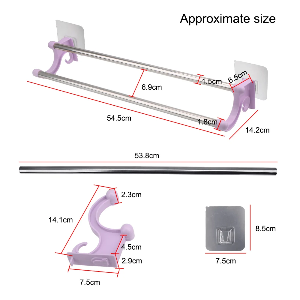 

Double-bar Towel Rack Stainless Steel Over Door Cabinet Shelf Rack Bar Bathroom Kitchen Hanging Holder Home Storage
