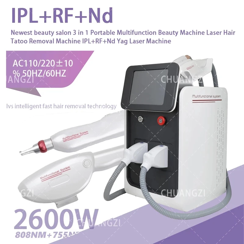 

Factory Price Hot Sale 3 in 1 E-light IPL RF Nd Yag Laser Multifunctional Tattoo Removal Machine Permanent Laser Hair Removal Be
