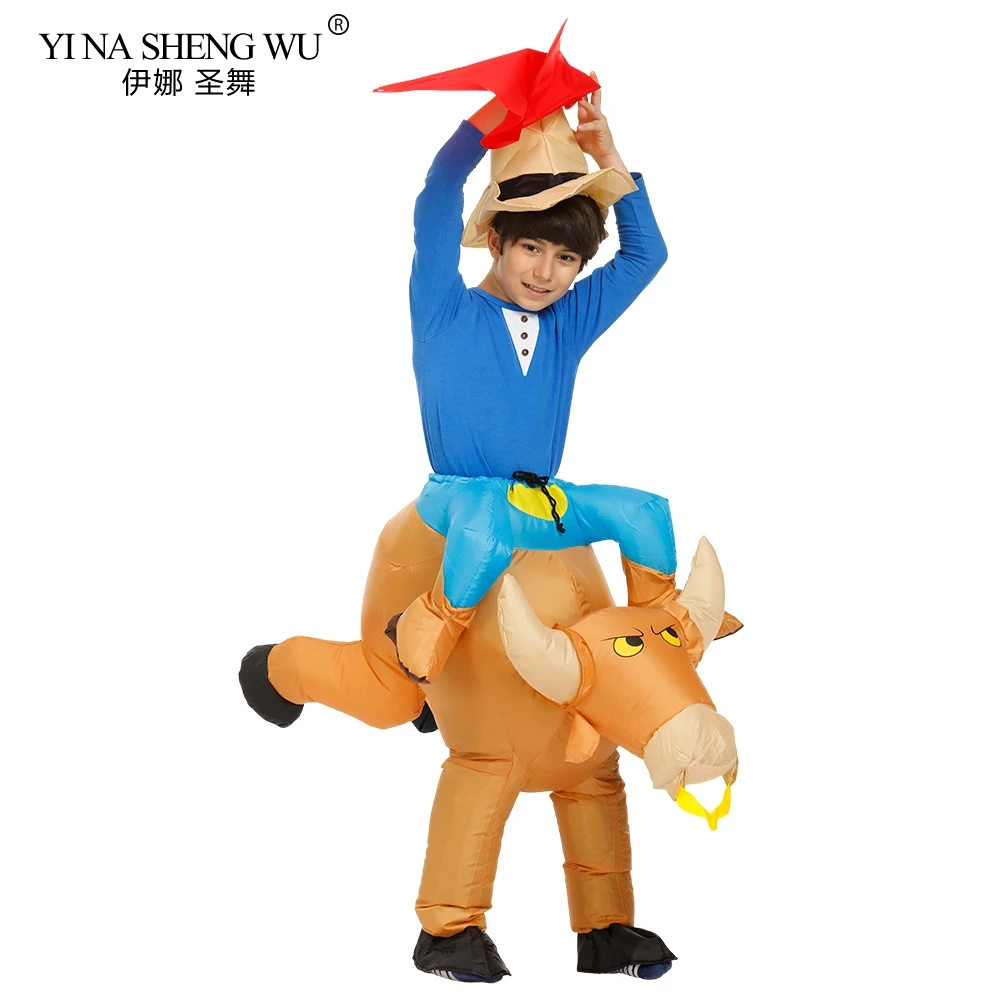 

Kids Children Inflatable Costume Dinosaur Purim Fantasy Cowboy Animal Mascot Halloween Costume Dino For Boys Girls Children