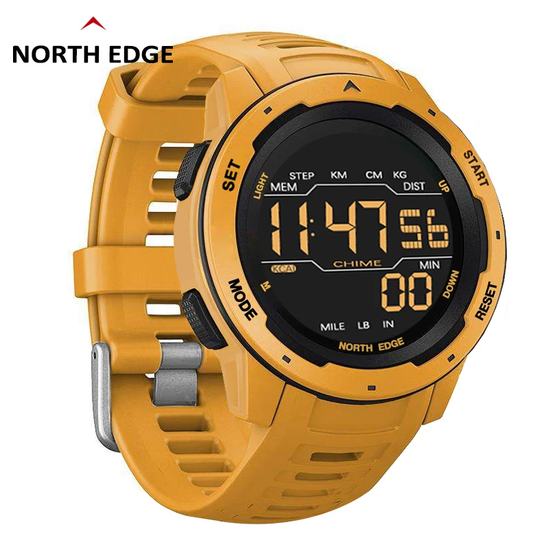 Смарт часы NORTH EDGE мужские цифровые спортивные водостойкие 2020 50 м двойной таймер