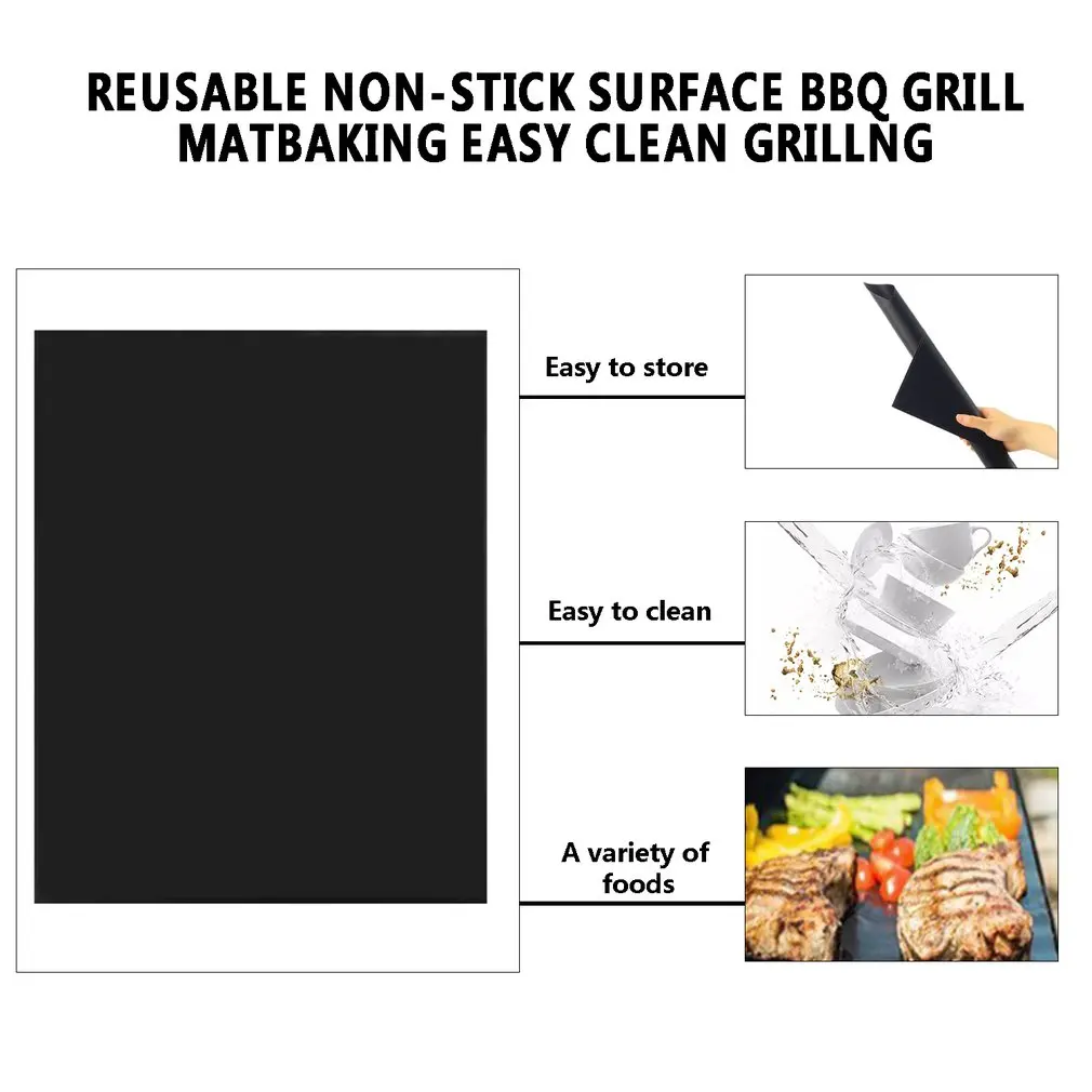 1/2pcs/3pcs/5pcs Reusable Non-Stick BBQ Grill Mat Pad Baking Sheet Meshes Portable Outdoor Picnic Cooking Barbecue Tool Sets | Электроника