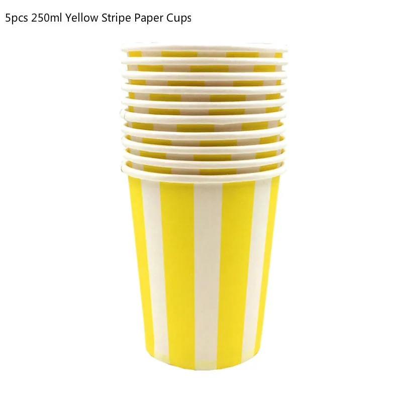 250ml CUP A4 Красочные бумажные стаканы в полоску и тарелки одноразовые трубочки салфетка на свадьбу День рождения, детский душ фестиваль столовая посуда все для праздника - Цвет: 250ml CUP A4