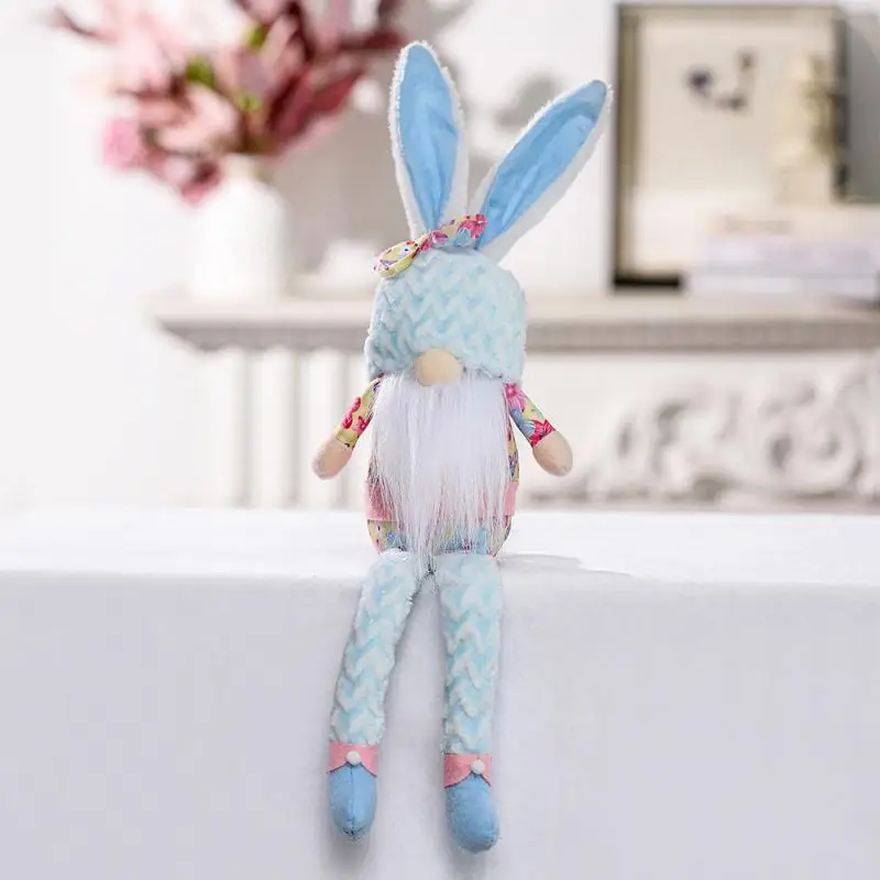 

1PC Easter Bunny Ornament Sitting Posture Round Hat Doll Ornaments Plush Bunny Ears Doll Ornaments For Home Festival Accessories