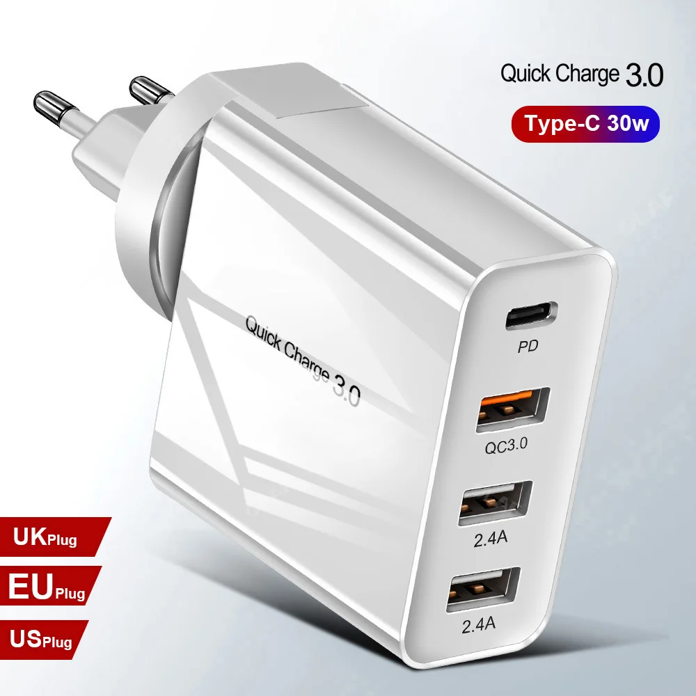 48 Вт мульти быстрое зарядное устройство PD type C USB зарядное устройство для samsung iPhone huawei Tablet QC 3,0 быстрое настенное зарядное устройство US EU UK переходник