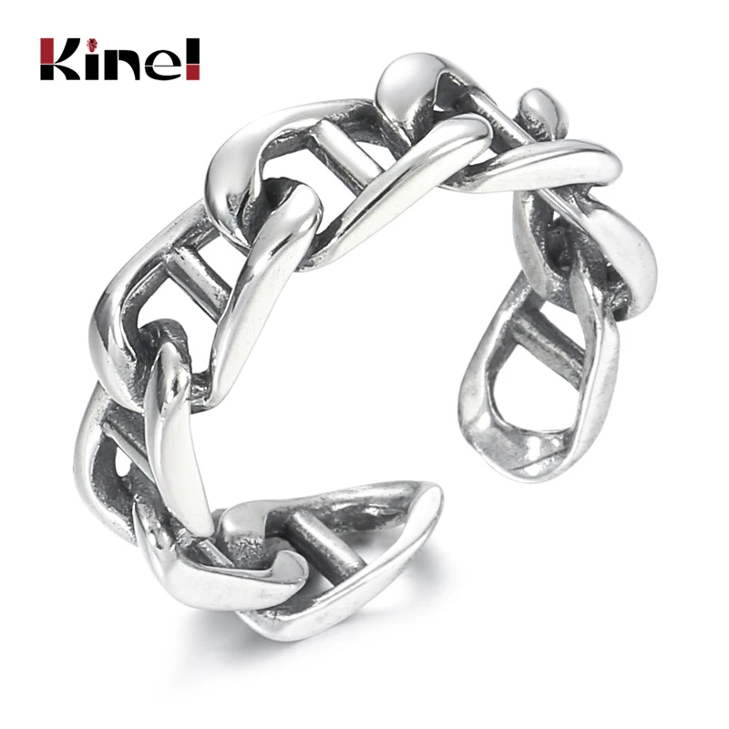 

Kinel 100% Real 925 Sterling Silver Adjustable Ring 2020 New Vintage Irregular BRAIDED Stackable Rings for Women Jewelry