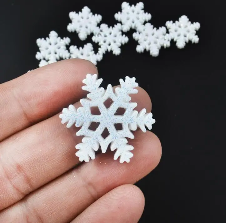 20 шт./лот рождественские украшения белая Снежинка из смолы с плоским основанием