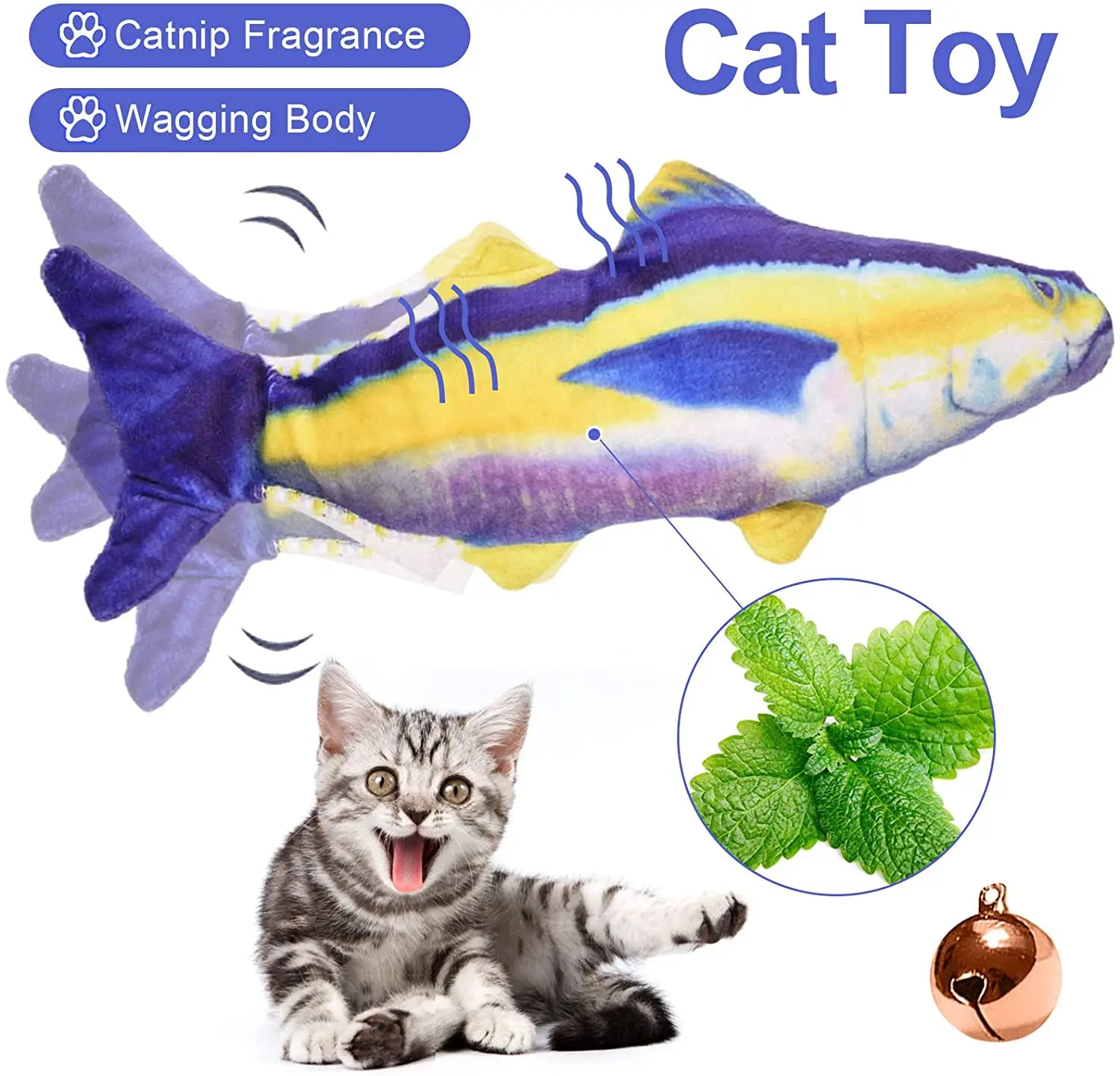 Cat toy catnip interactive educational training toy realistic cat bite toy 3d simulation fish dancing pet supplies