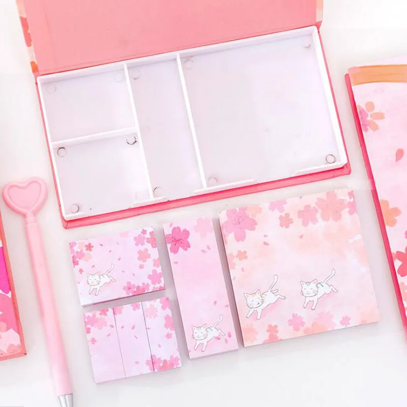 Набор стикеров на клейкой основе в виде сердца цветка вишни кота