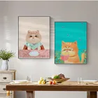 Картина на холсте с котом для косплея, забавная Современная Скандинавская иллюстрация, художественный принт, постер для украшения гостиной, дома, детской комнаты