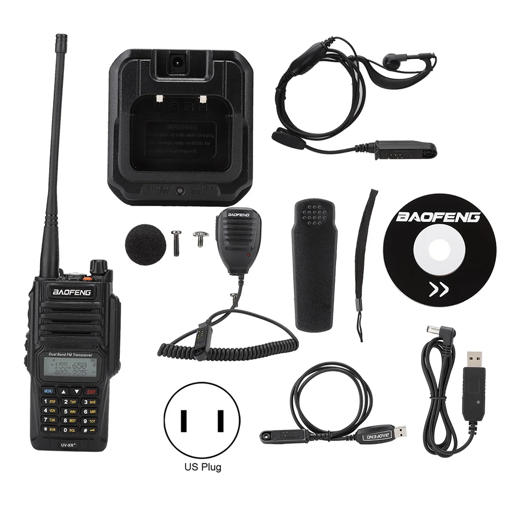 

For UV-XR PLUS Walkie Talkie + Hand Mic + Earphone + Write Frequency Line + USB Line 100-240V US/AU Plug