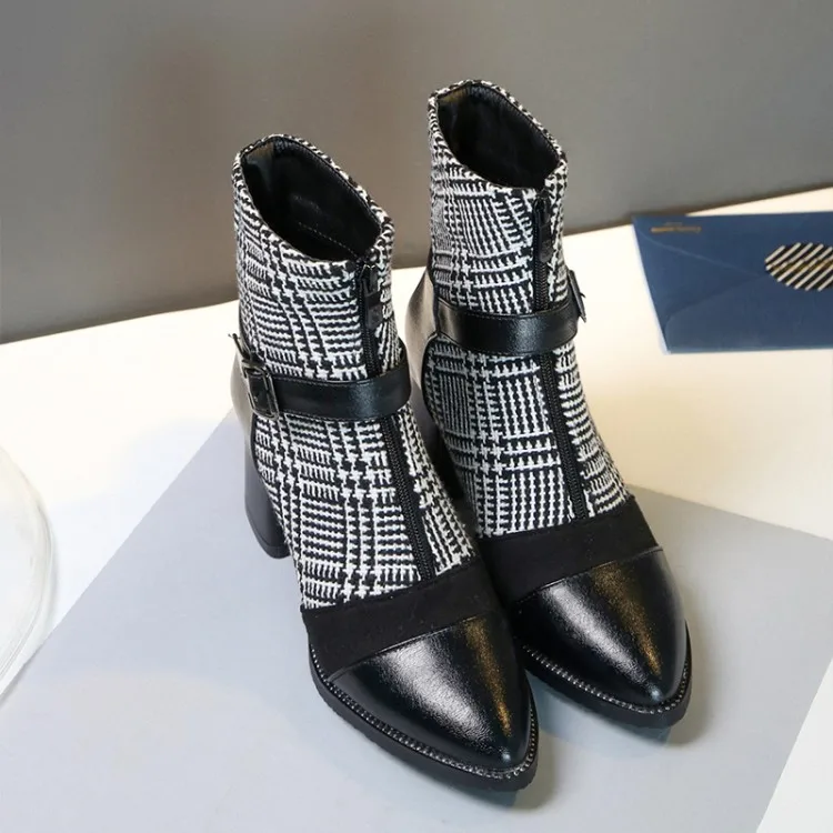 Женские ботинки на молнии спереди с пряжкой размеры до 11-17 | Обувь