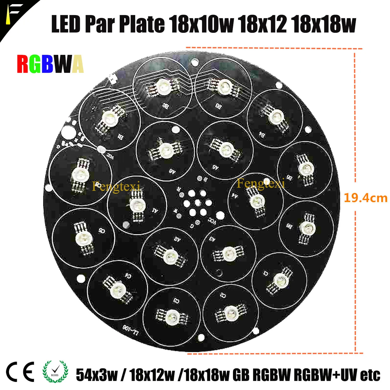 1 комплект светодиодный Bead 54x3 Вт Par RGBWAUV6in1 18x10 с алюминиевой пластиной дисковых