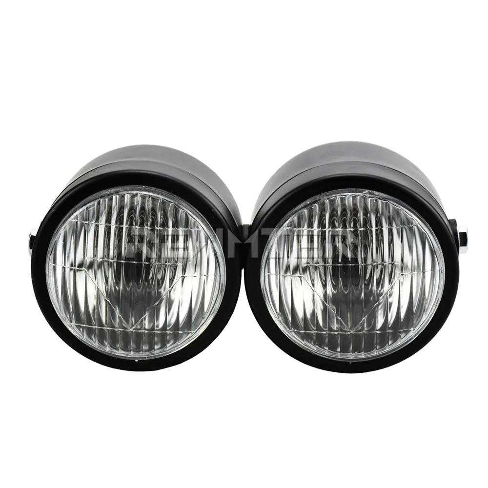 

2 шт. мотоциклетные двойные передние двойные фары Cafe Racer для Harley Blackline FXS Softail Cross Bones Fat Boy FLSTF