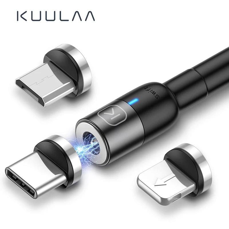 KUULAA Магнитный кабель Micro usb type C для Xiaomi Android iPhone мобильный телефон Быстрая зарядка