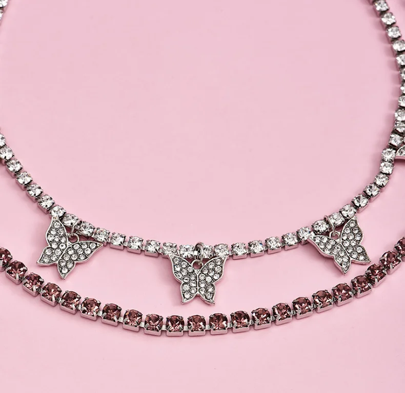

Butterfly Pendant Diamond Multilayer Necklace for Women Fashion Jewelry Gifts