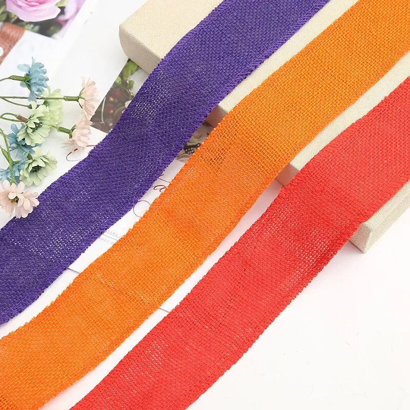 2 м/лот ширина 6 см Красочная искусственная джутовая ткань рулон лента
