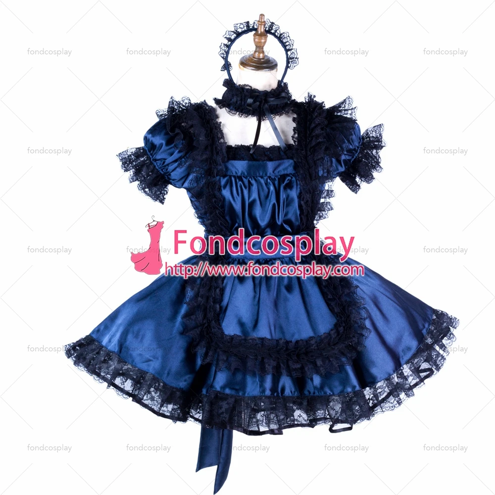 Сексуальная одежда для взрослых fondcosplay женская короткое темно-синее атласное