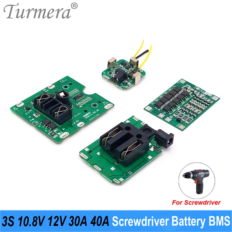 

Turmera 4S 14.4V 16.8V 40A 30A BMS Lithium Battery Protection Board Balance DC Plug for Electric Drill Screwdriver Batteries Use