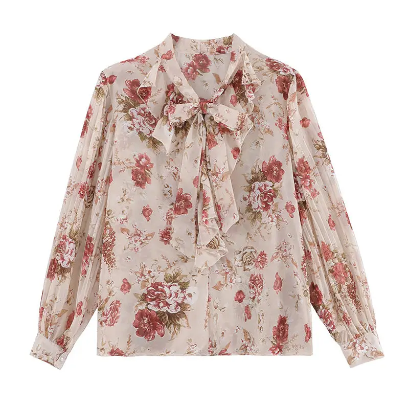 

Fashion Chiffon Blouses Women Elegant Casual Print Floral Vintage Shirts Female Loose Long Sleeve Ladies Tops Blusas XXL Q3435