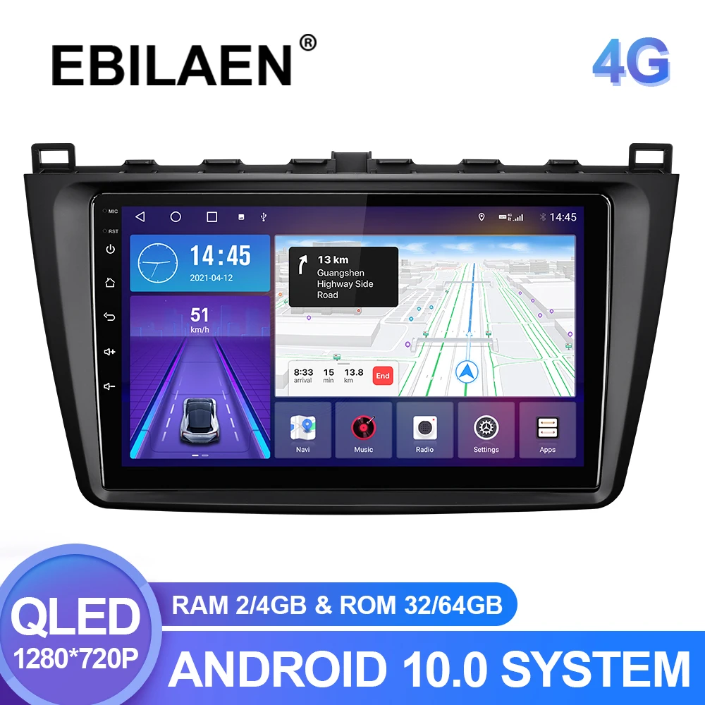 $82.67 Android 10.0 Car Radio Multimedia Player For Mazda 6 GH 2007-2012 Autoradio GPS Navigation Camera WIFI IPS Screen Stereo RDS