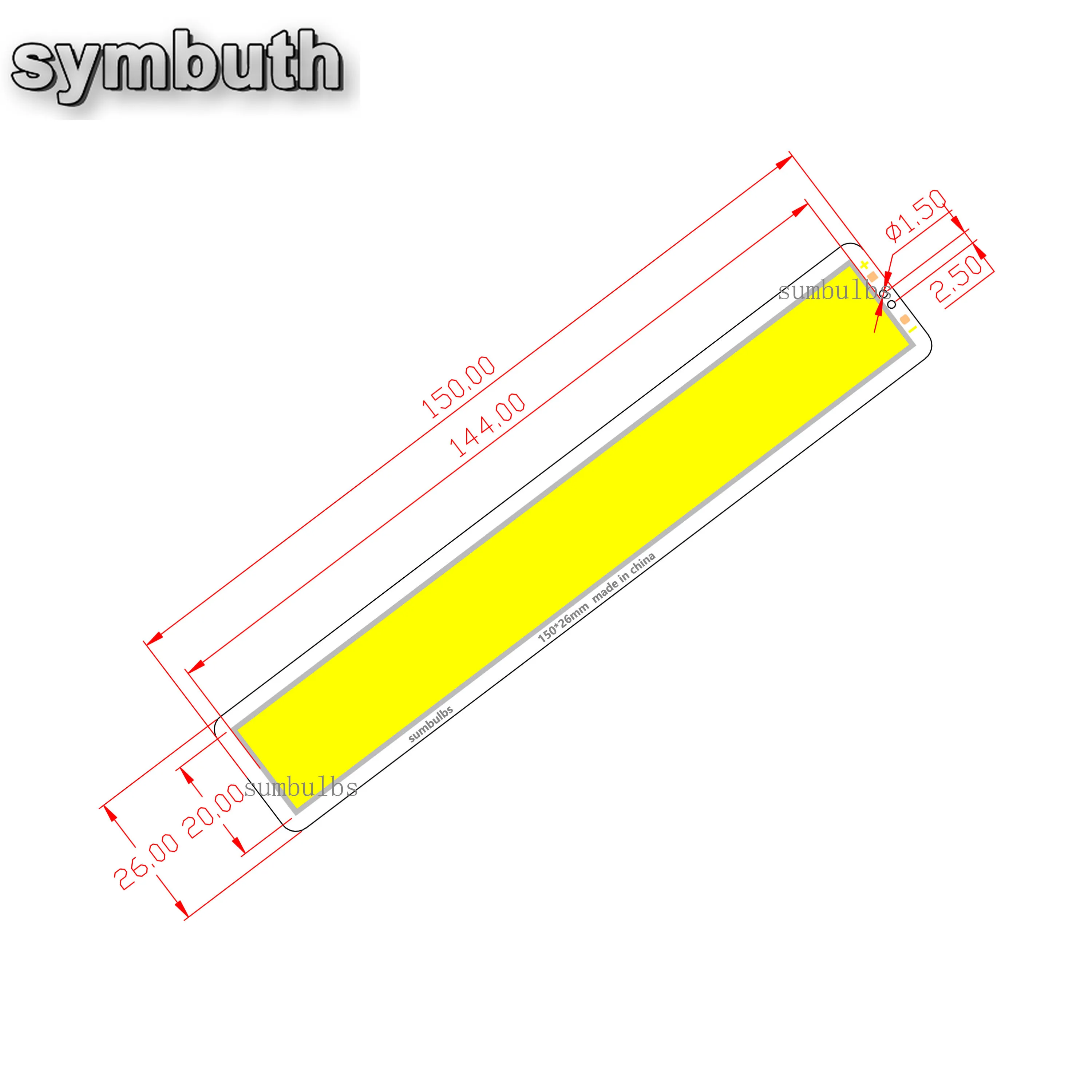 Заводская 150x26 мм 8 Вт COB светодиодная лента DC 12 В источник света 800LM теплый