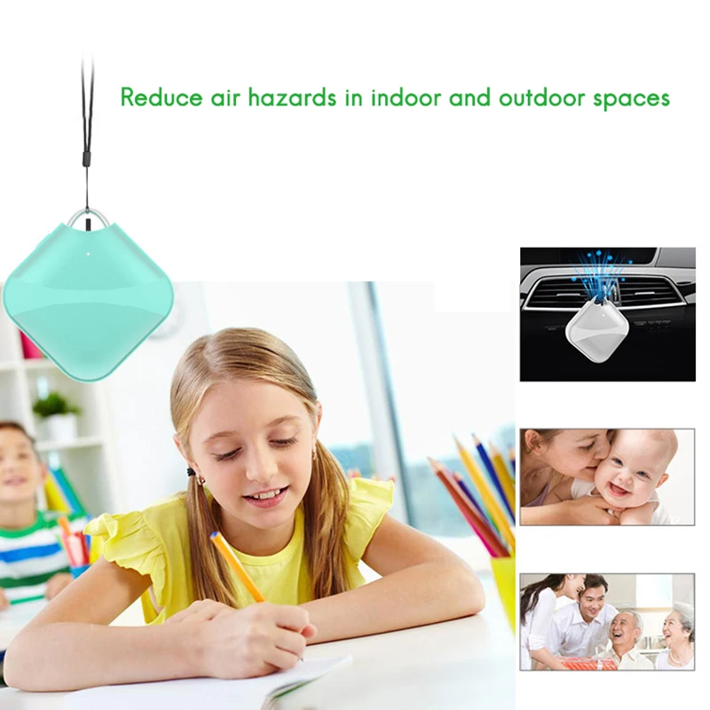 

Fashionable Personal Wearable Mini Portable 230Mah Battery 5000W Negative Ion Hanging Neck Air Purifier with Car Clip