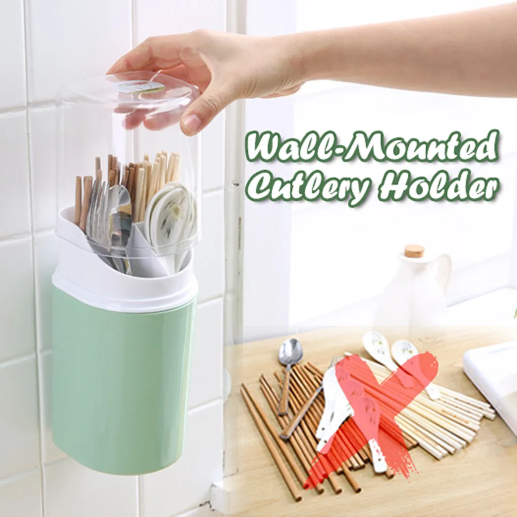 Настенный держатель для столовых приборов палочки еды трубка хранения Ложка