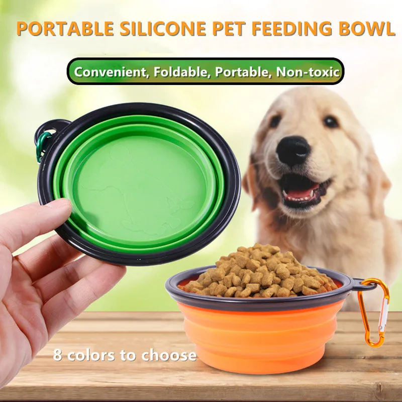 

Pet Dog Bowl Foldable Eco Friendly Silicone Travel Pet Bowl Food Water Feeder Portable Feeding Bowls Puppy Doggy Food Container