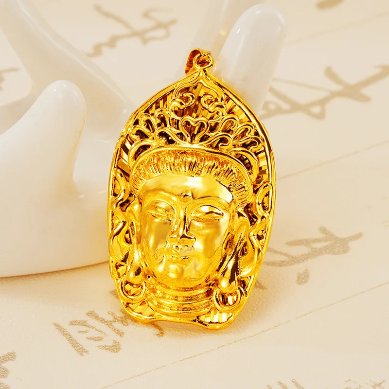 

24K Gold Hollow Buddha Men Pendant Statue Sculpture Figurine Meditation Miniatures Pendant Necklaces for Women Chain Jewelry
