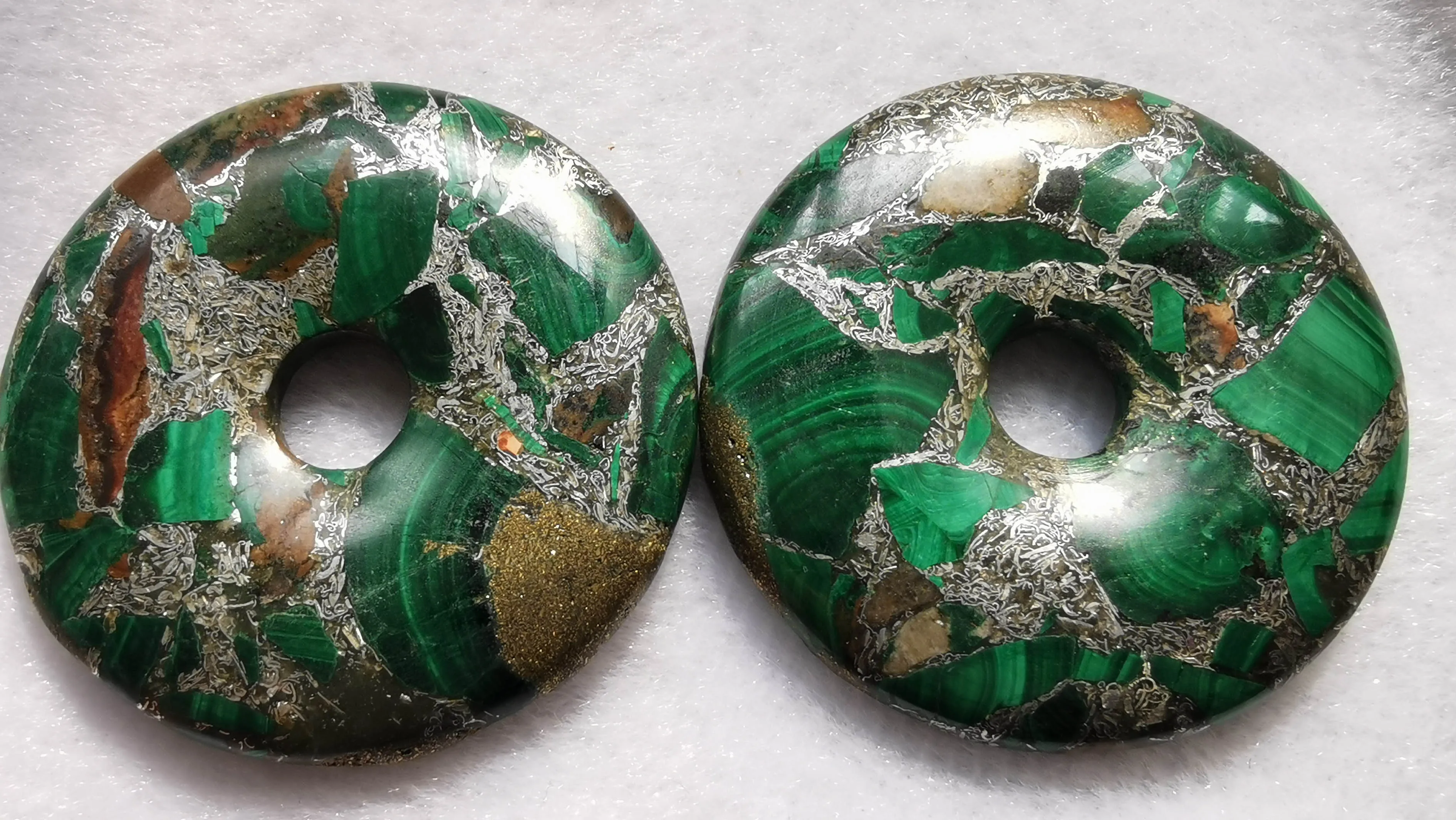 2 шт. Зеленый Малахит-Бронзовый Морской осадочный Императорский яшма Круглый