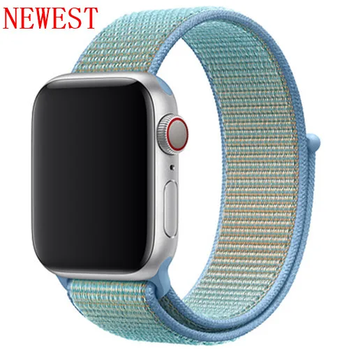 Cornflower N3 Нейлоновый ремешок для Apple Watch band 42 мм 38 мм iWatch 4 band 44 мм 40 мм Браслет спортивная петля ремешок для часов correa ремень дышащий - Цвет ремешка: Cornflower N3