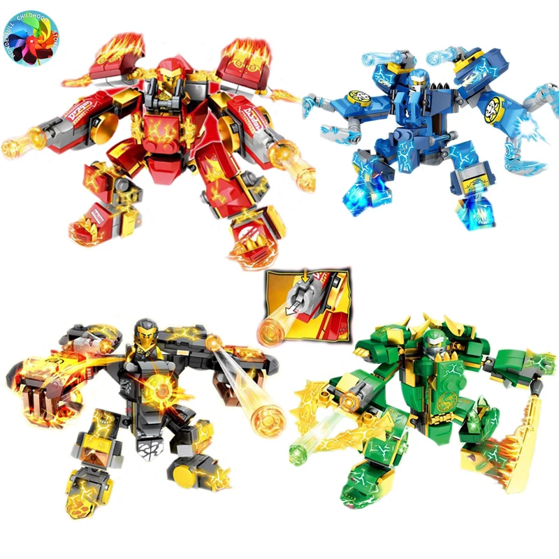 

4 Types Ninja Armor Robot Knight Building Blocks Model KAI JAY ZANE Figures Kids Toys Bricks Gift for Children Boys