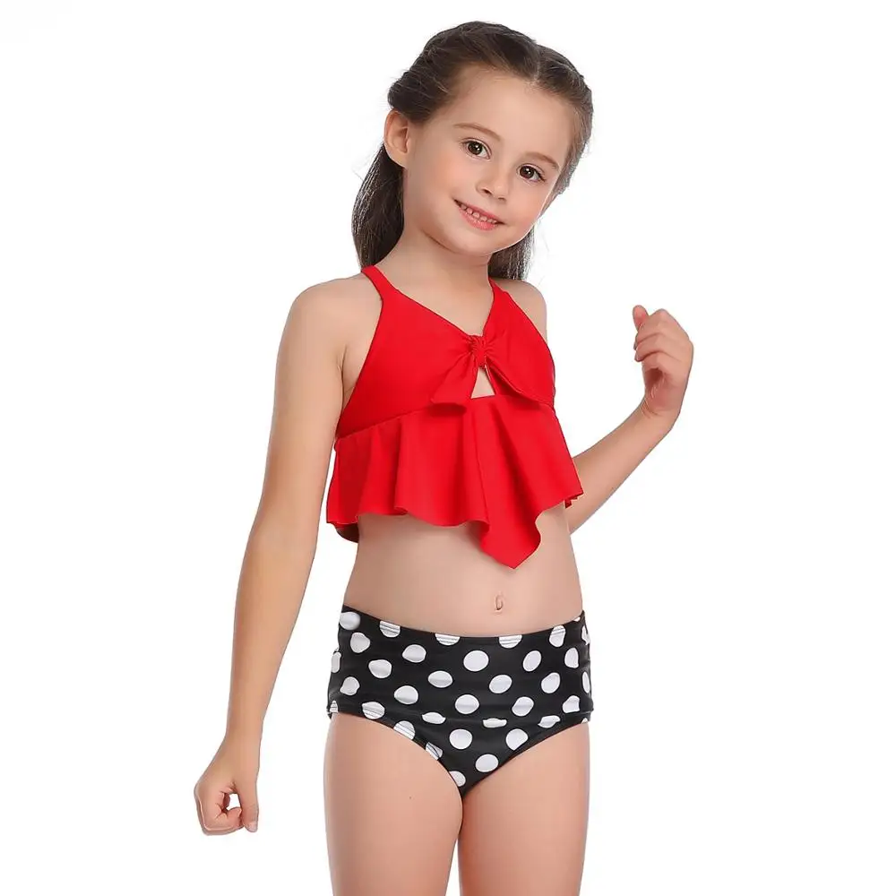 2020 New Girls Swimwear Two Piece Swimsuits Bikini Set High Waist Bench Bathing Suit Summer Swimming Cute Print LX20007 | Спорт и