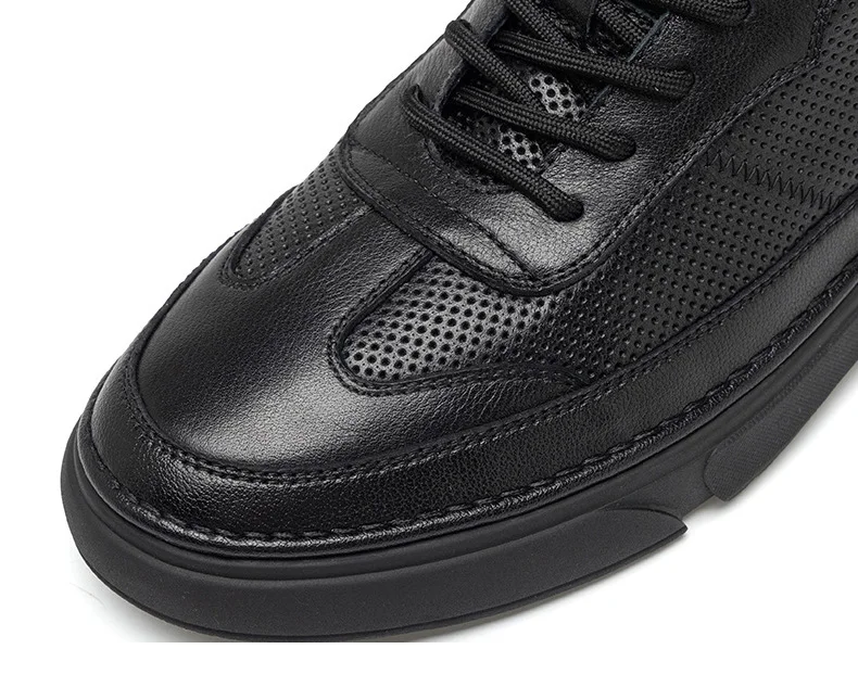 

New High End Men Casual Shoes Genuine Cow Leather Spring Summer Luxury Microporous Leisure Comfortable Flat Shoes Sneakers