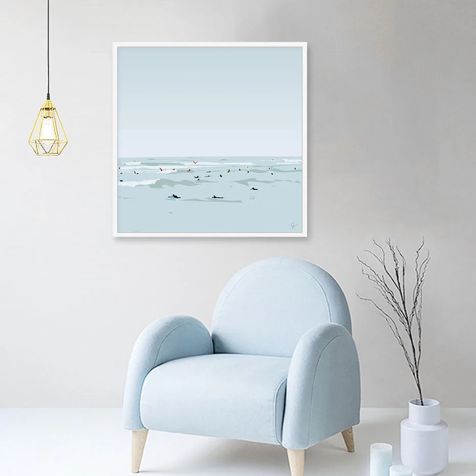 Абстракт плавание в море пейзаж картины на стену искусство холст плакаты и