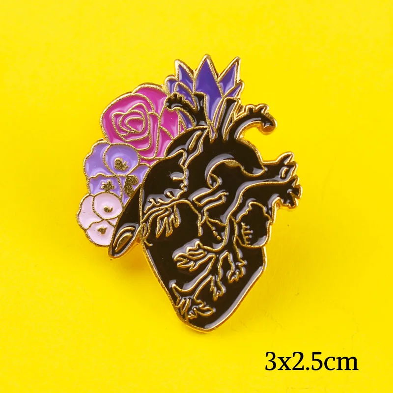 Punk Skull Badges on Backpack Flower Heart for Clothes Enamel Pins Backpacks Brooch Lapel Pin Badge Gift DIY | Дом и сад
