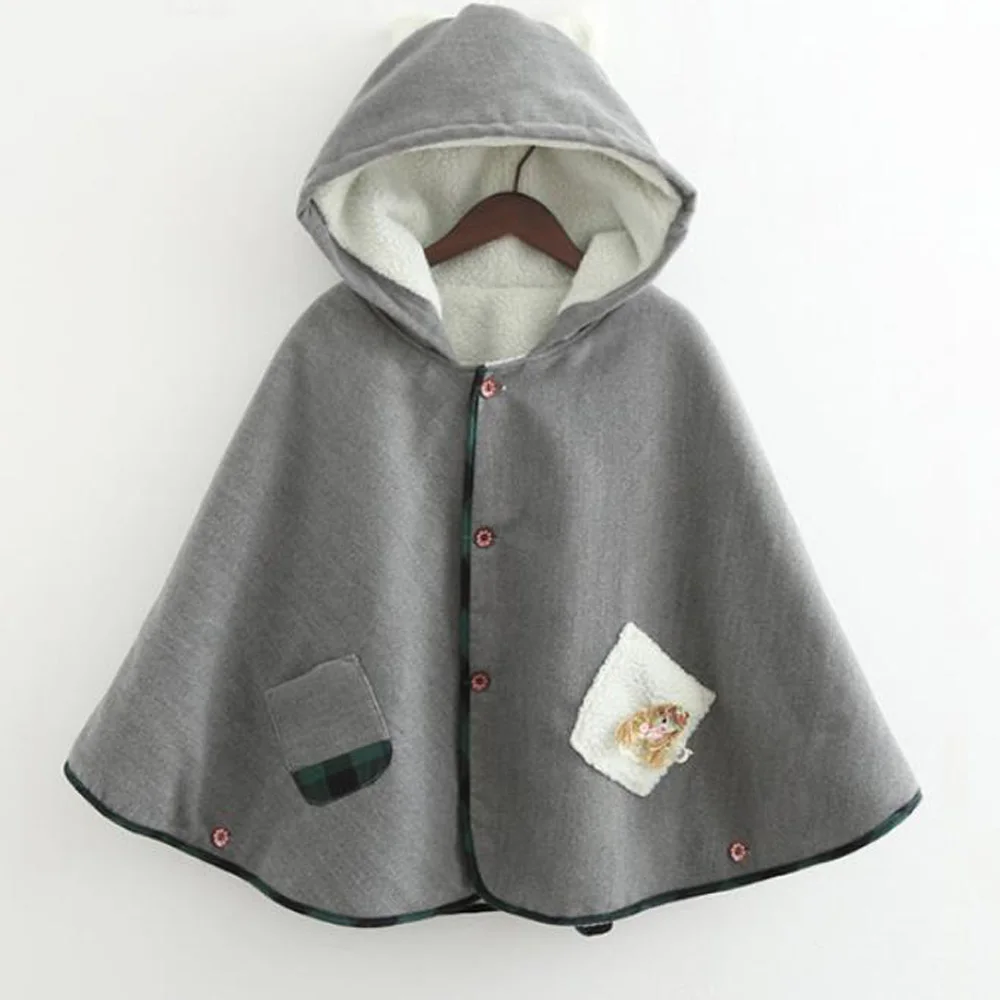 Носки для девочек с заячьими ушками на капюшоне пальто накидки пончо Для женщин