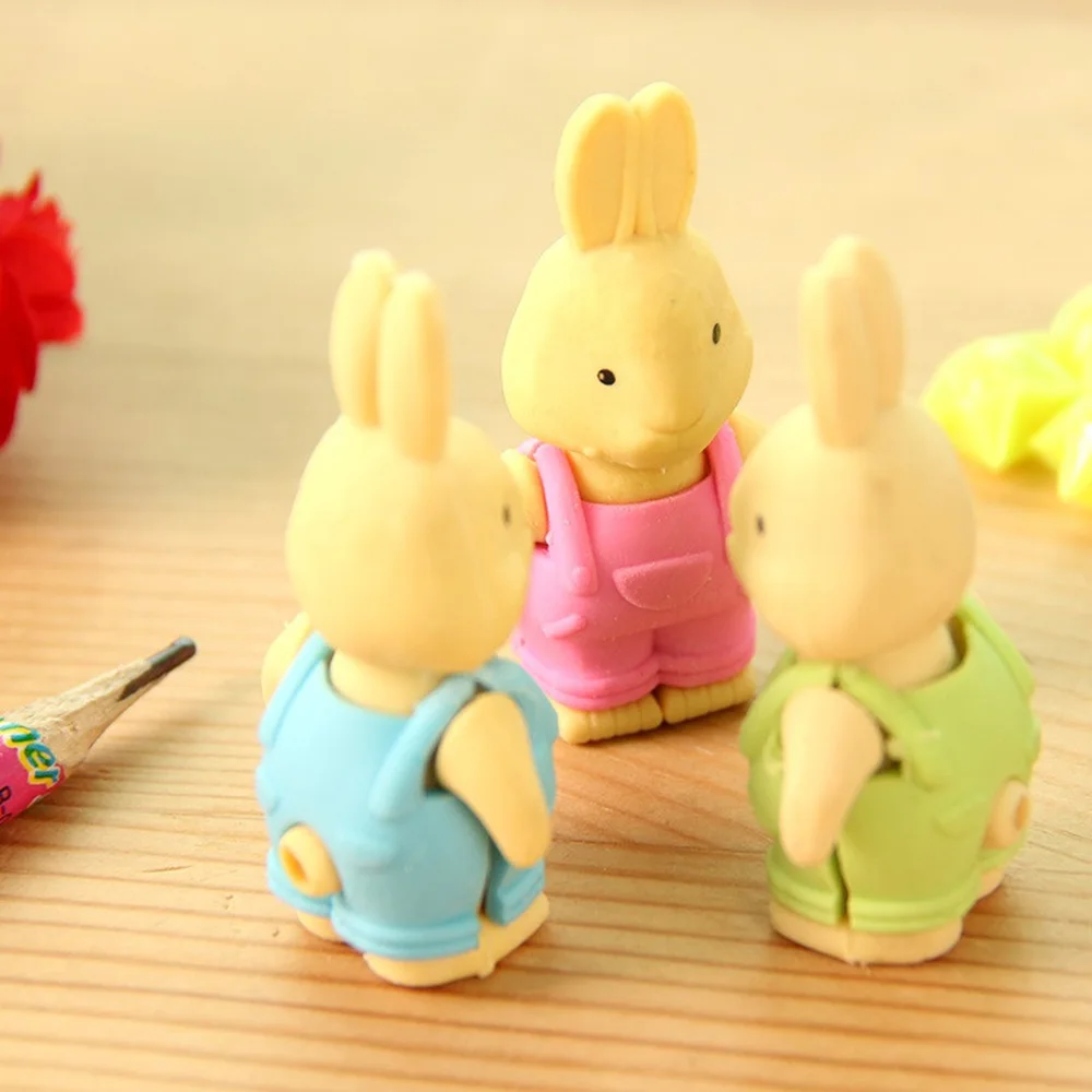1 PC. New Kawaii Cartoon Bunnies Eraser Curly Stationery Office Supplies Kids Gift Toy Cute Pupils School | Канцтовары для офиса и