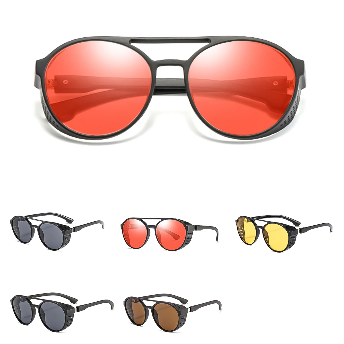 Модные походные очки унисекс с плоским верхом в стиле стимпанк UV400 ретро круглые