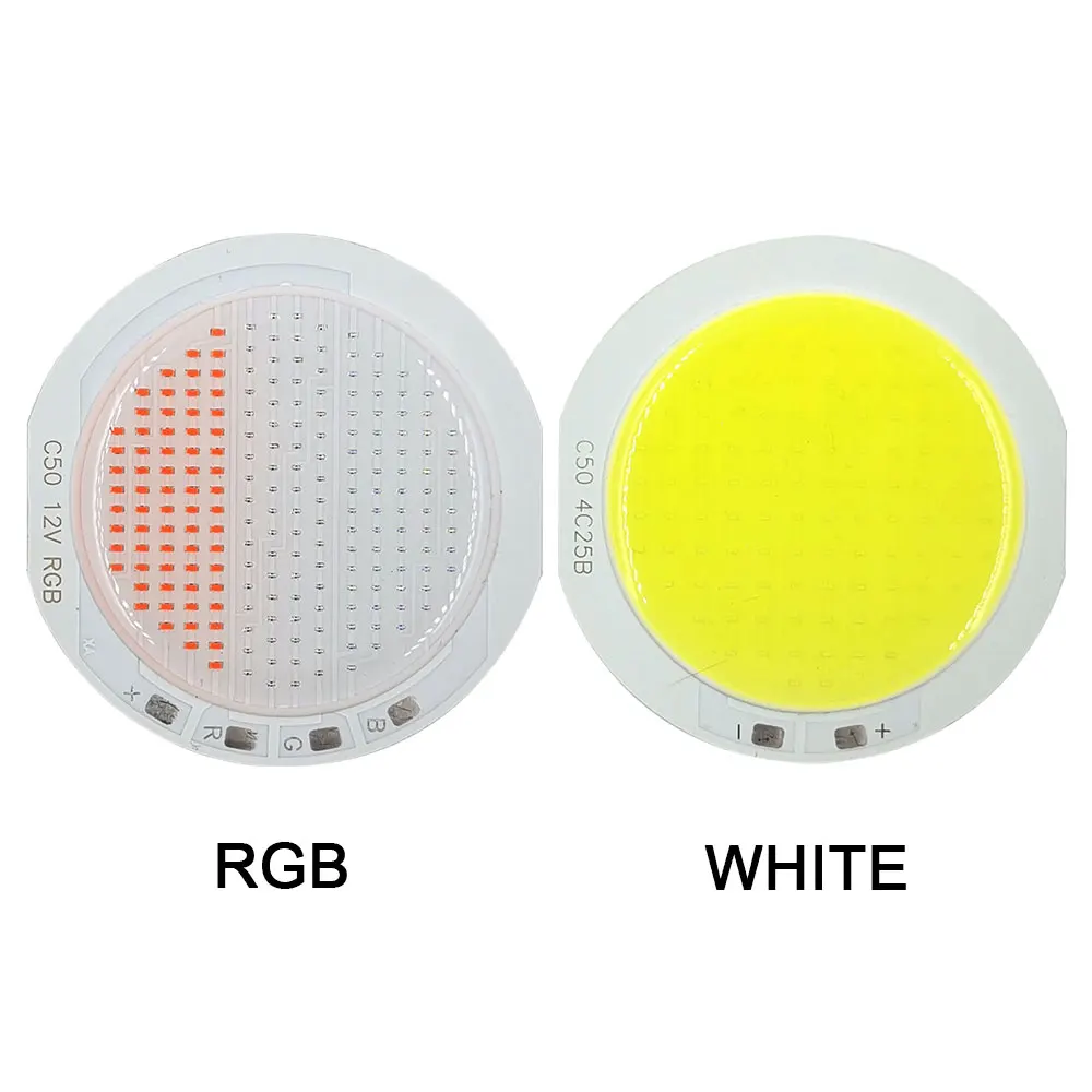 Диммируемая 50 мм круглая Светодиодная лампа RGB COB 12 В лампочка с дистанционным