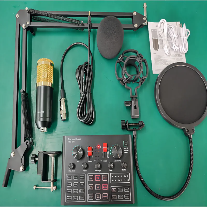 Звуковая карта V9xpro может быть подключена к компьютерной гарнитуре с микрофоном