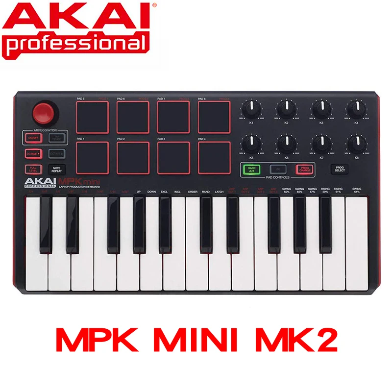 Akai Профессиональный MPK Mini MK2 MKII - 25 клавишный ультра портативный USB MIDI барабанный