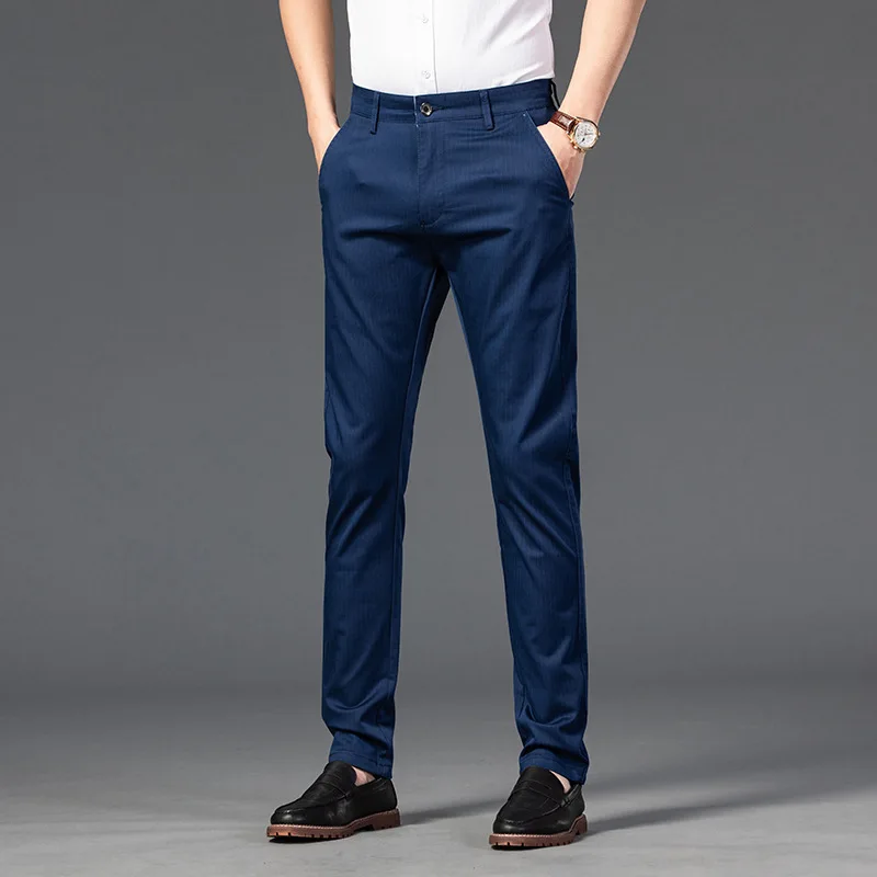 Men's Business Work Office Breathable Striped Non-iron High-quality Casual Straight-leg Formal Pants Long Trousers | Мужская одежда