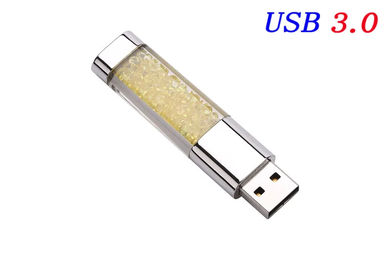 Кристаллические элементы USB флеш-накопители USB 3,0 флэш-накопитель U Диск флеш-накопитель 4 ГБ 8 ГБ 16 ГБ 32 ГБ 64 ГБ 128 ГБ творческие подарки - Color: yellow