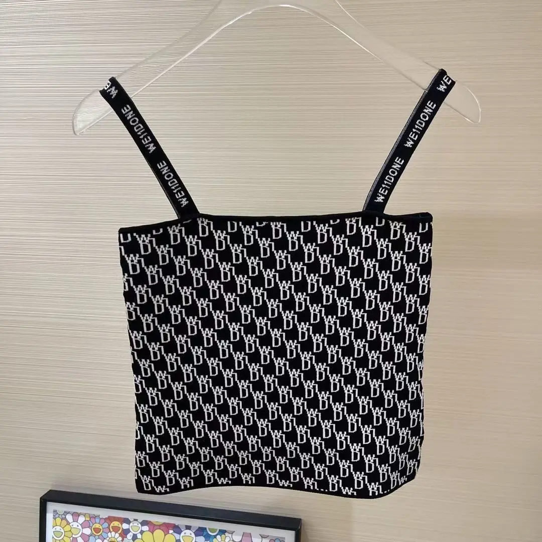 

2021 summer new Korean knitted waistcoat for women to wear versatile fashion trend show thin short top female letter